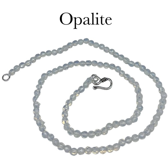 Jewelry - 4mm Opalite Beaded Necklace Beads Gemstone Stone White Crystal Beads